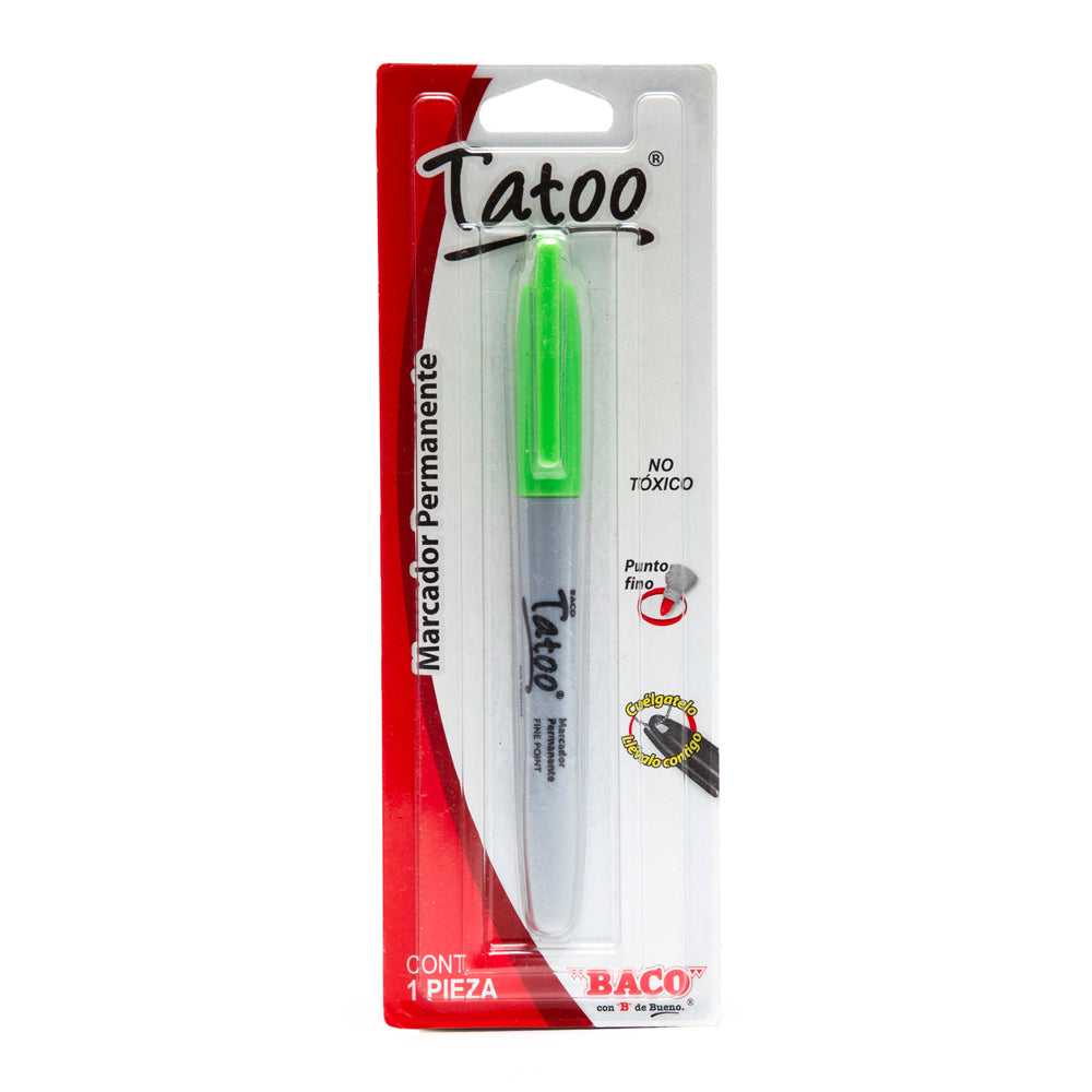 Marcador Permanente Punto Fino Tatoo Verde Claro de BACO