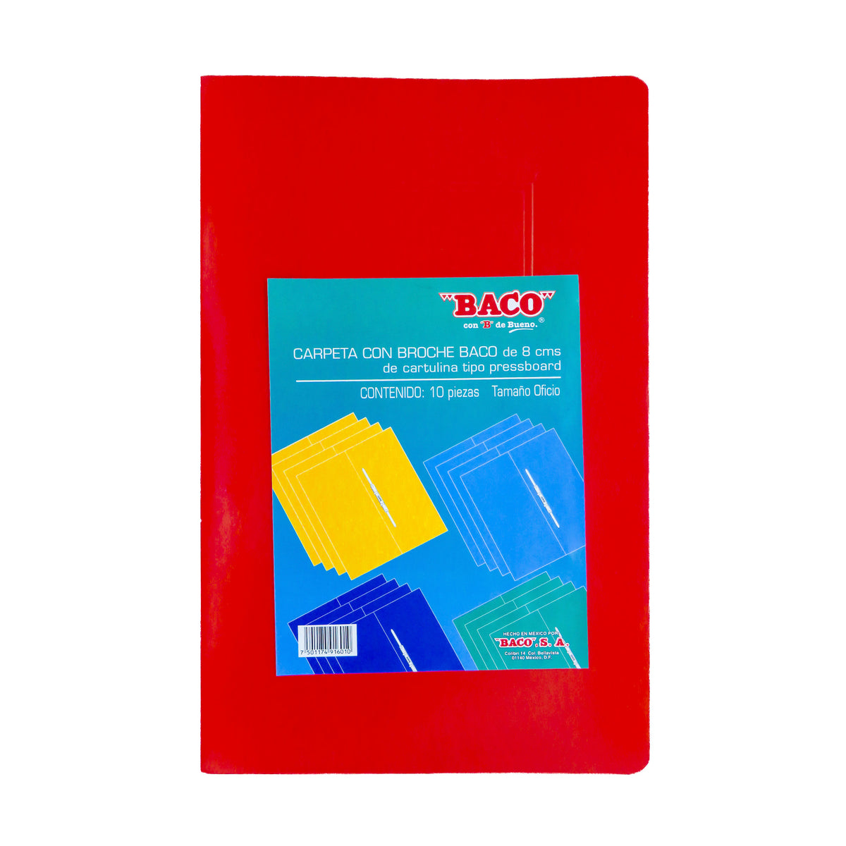 Carpeta Oficio con Broche B-182 Rojo BACO 10 pzs