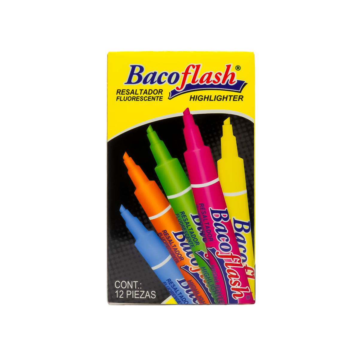 Resaltador Bacoflash BACO Amarillo 12 pzs