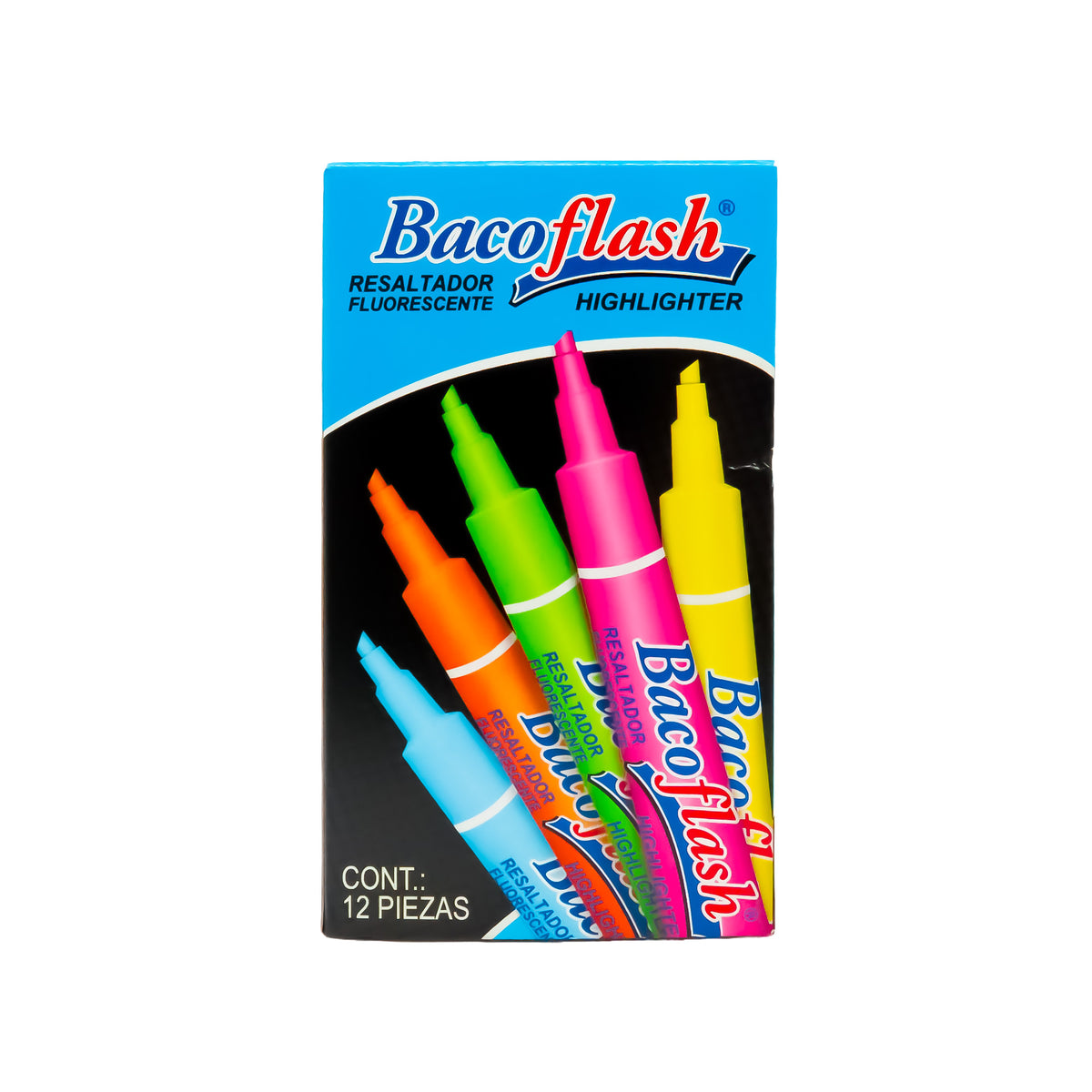 Resaltador Bacoflash Azul BACO 12 pzs