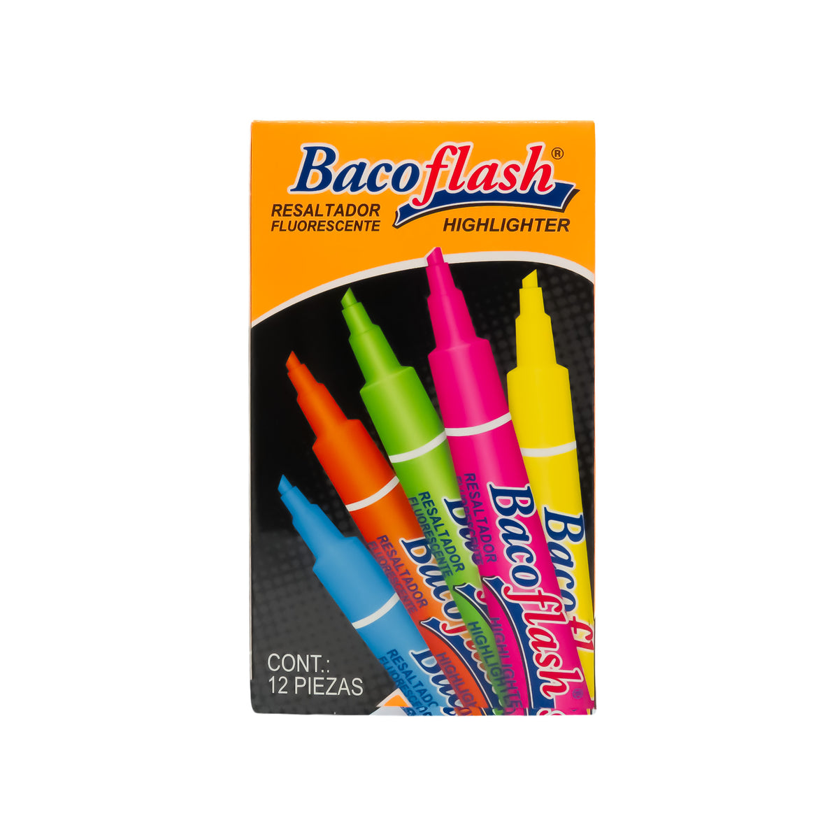 Resaltador Bacoflash Naranja BACO Caja con 12 pzs