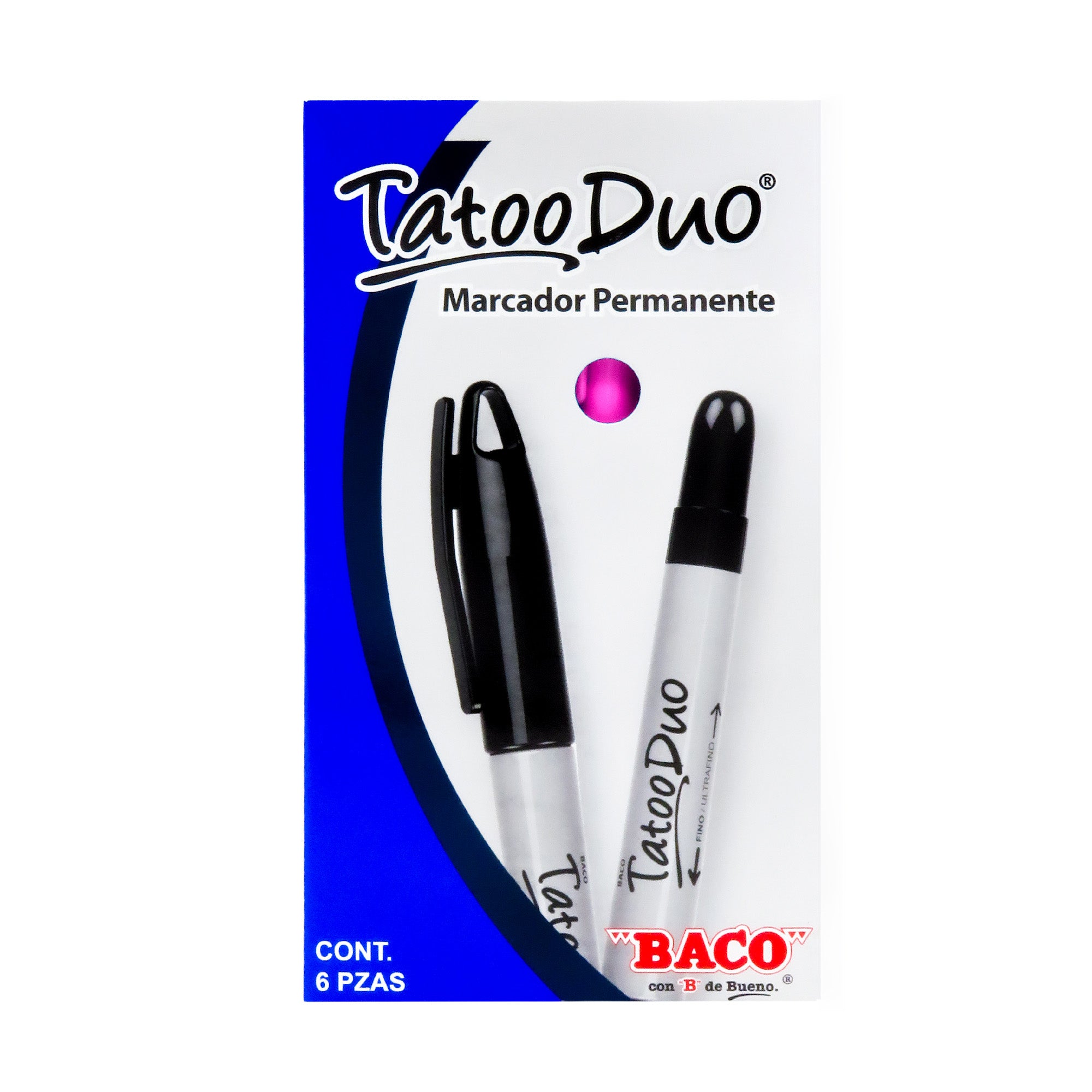 Marcador Permanente Tatoo Duo Fiusha | Caja /6