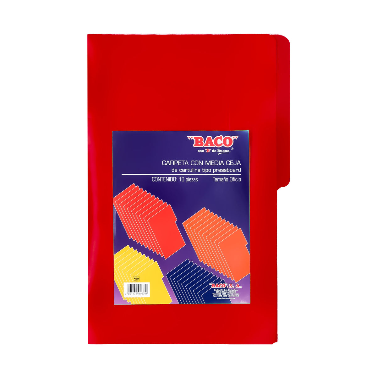 Carpeta Oficio 1/2 Ceja Rojo BACO 10 pzs