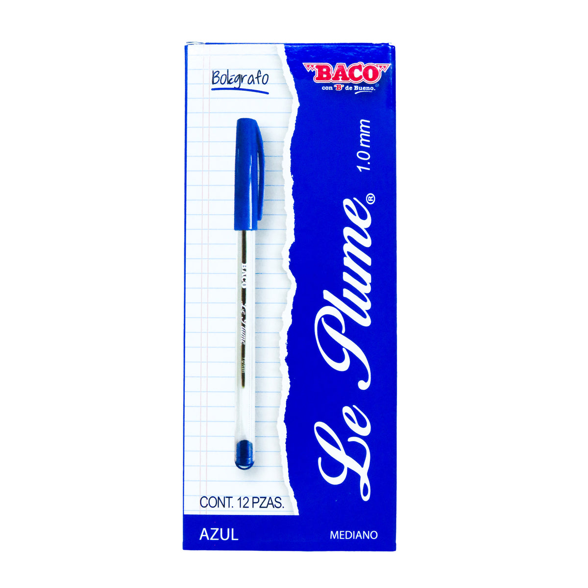 Bolígrafo Le Plume Azul BACO 12 piezas