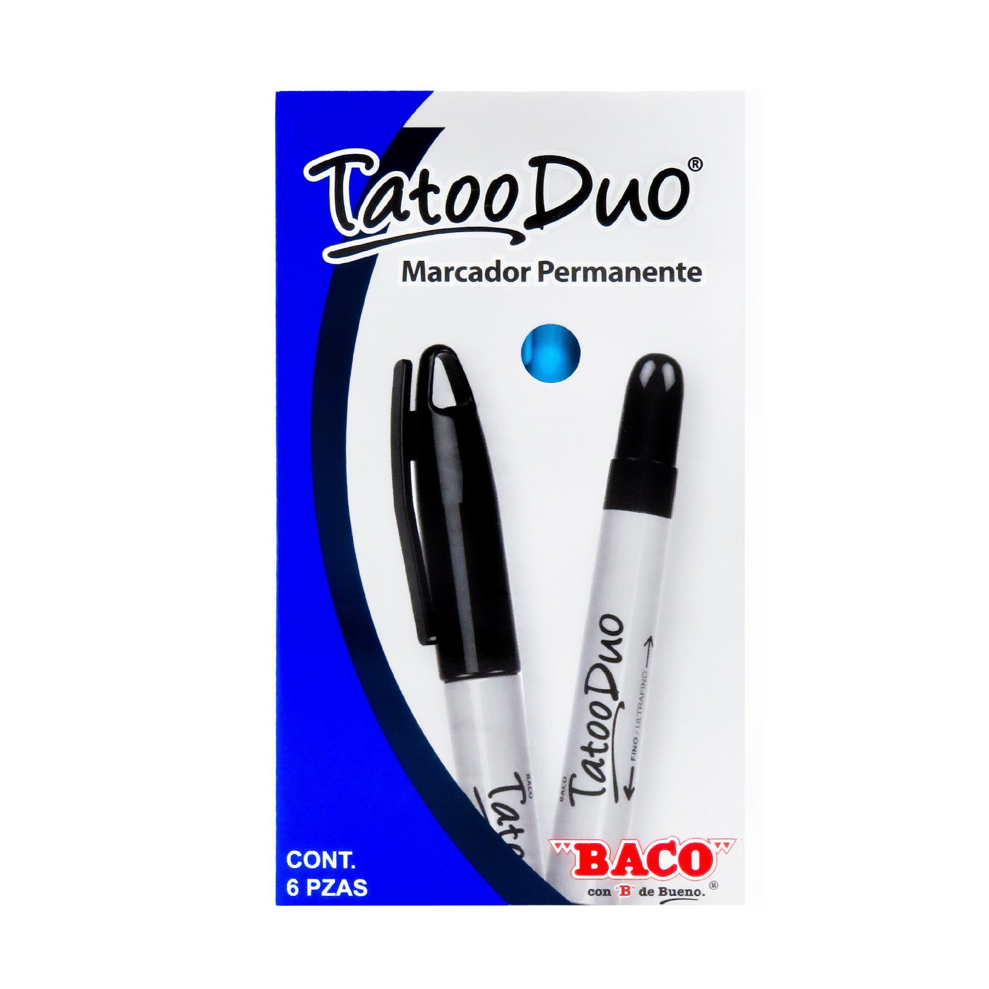 Marcador Permanente Tatoo Duo Azul Claro | Caja /6
