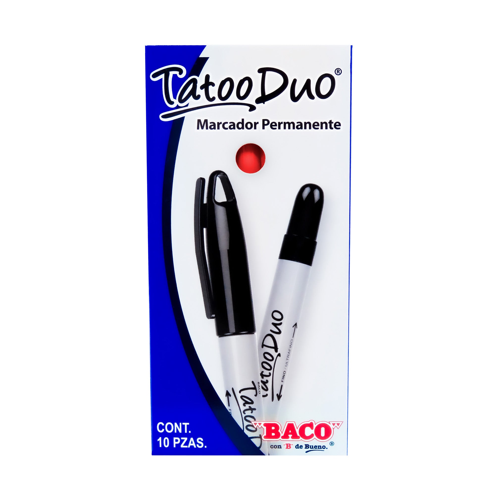 Marcador Permanente Tatoo Duo Rojo | Caja /10