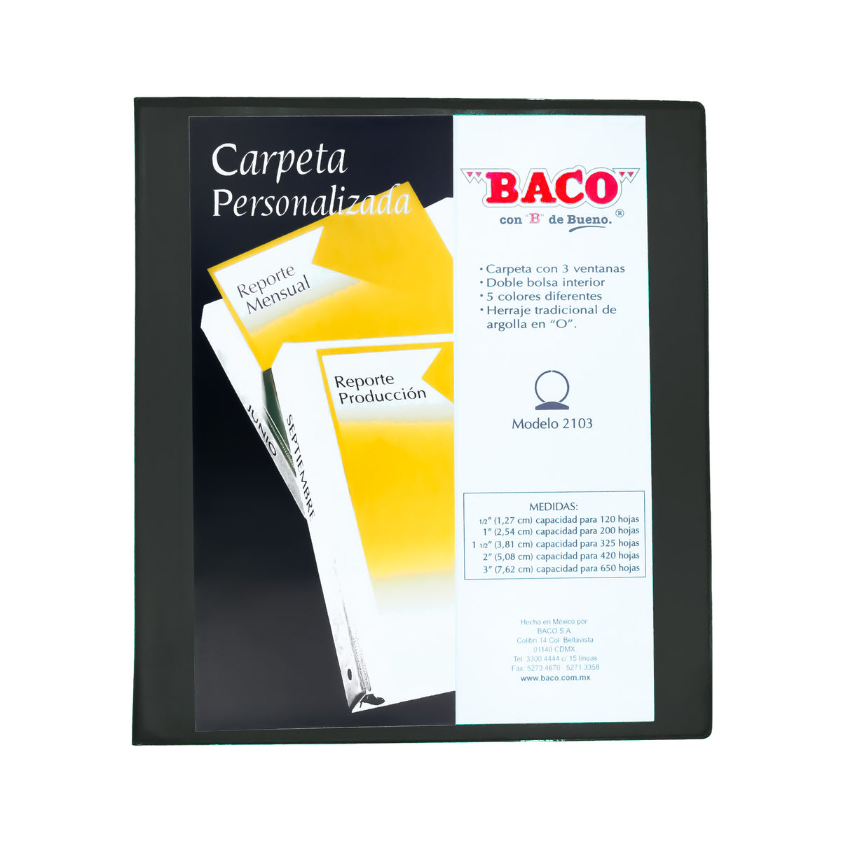 Carpeta de Vinil 2103 Negro BACO 1 pza