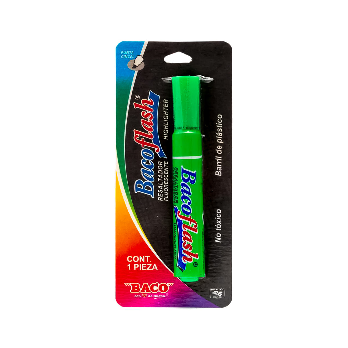 Resaltador Bacoflash Verde BACO 1 pza