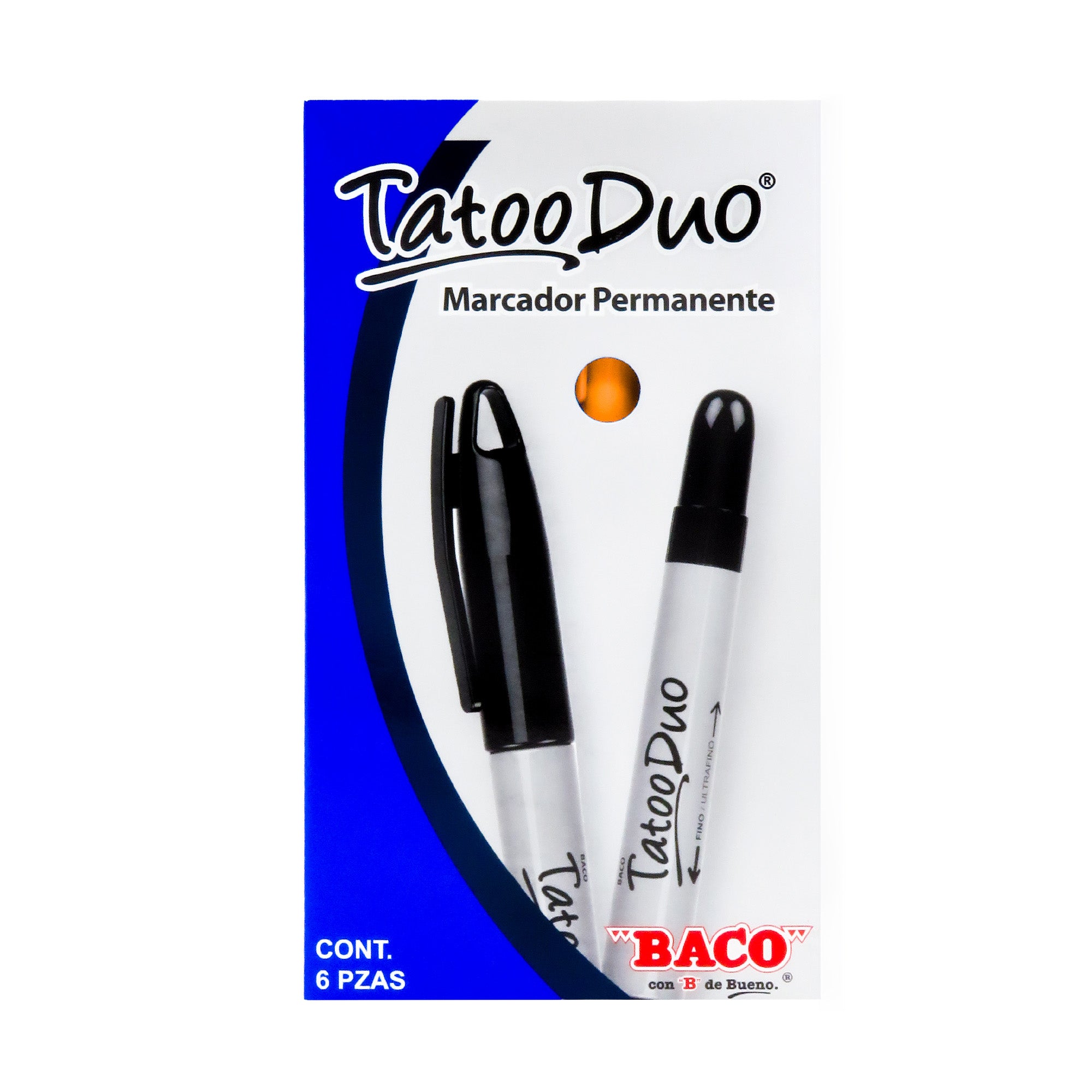 Marcador Permanente Tatoo Duo Naranja | Caja /6