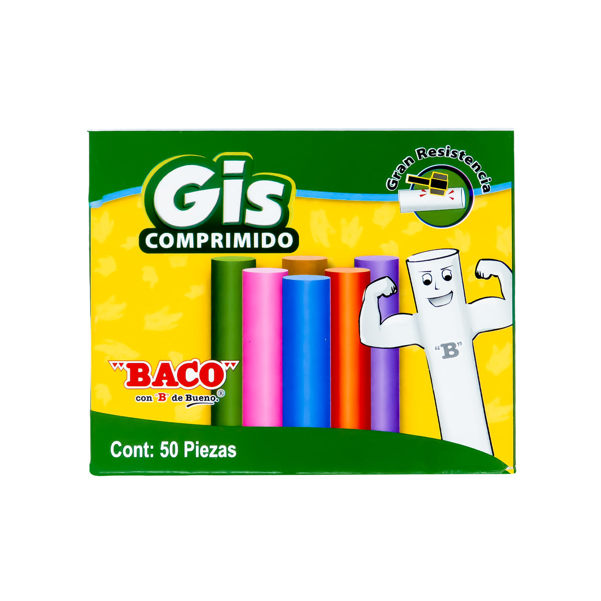 Gis Comprimido de Color BACO Caja con 50 piezas