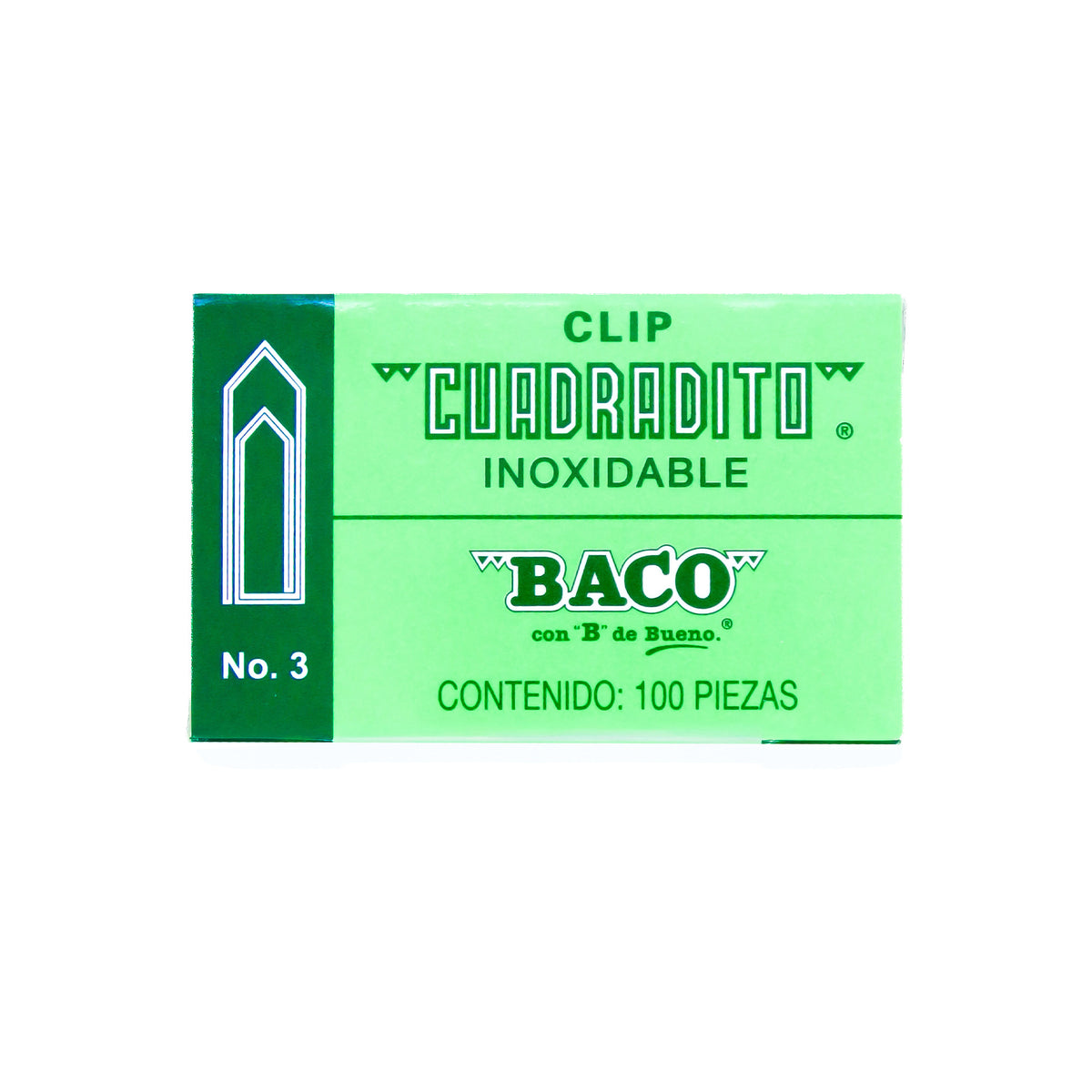 Clip Cuadradito - #3 BACO caja c/ 100 piezas c/u