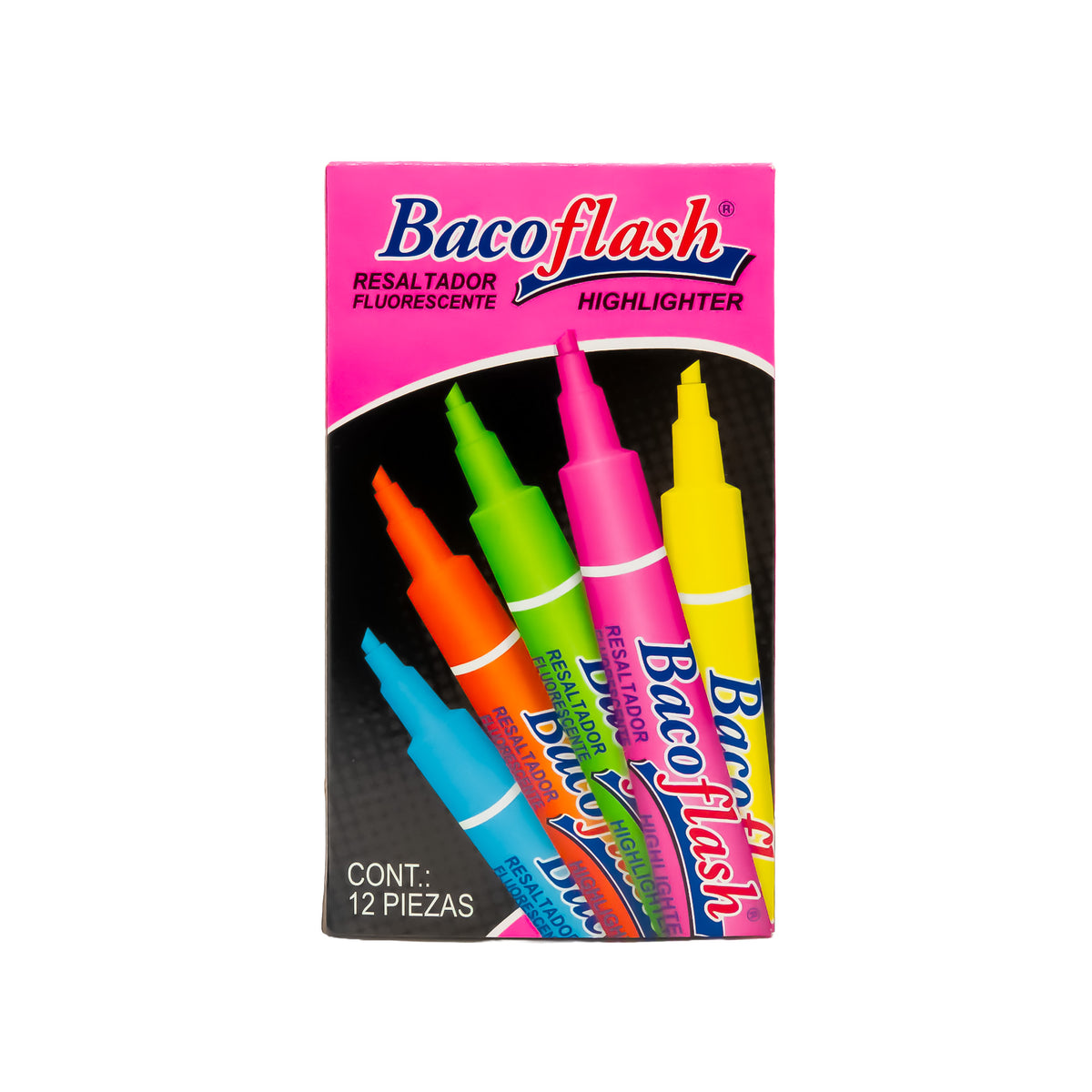 Resaltador Bacoflash Rosa BACO Caja con 12 piezas