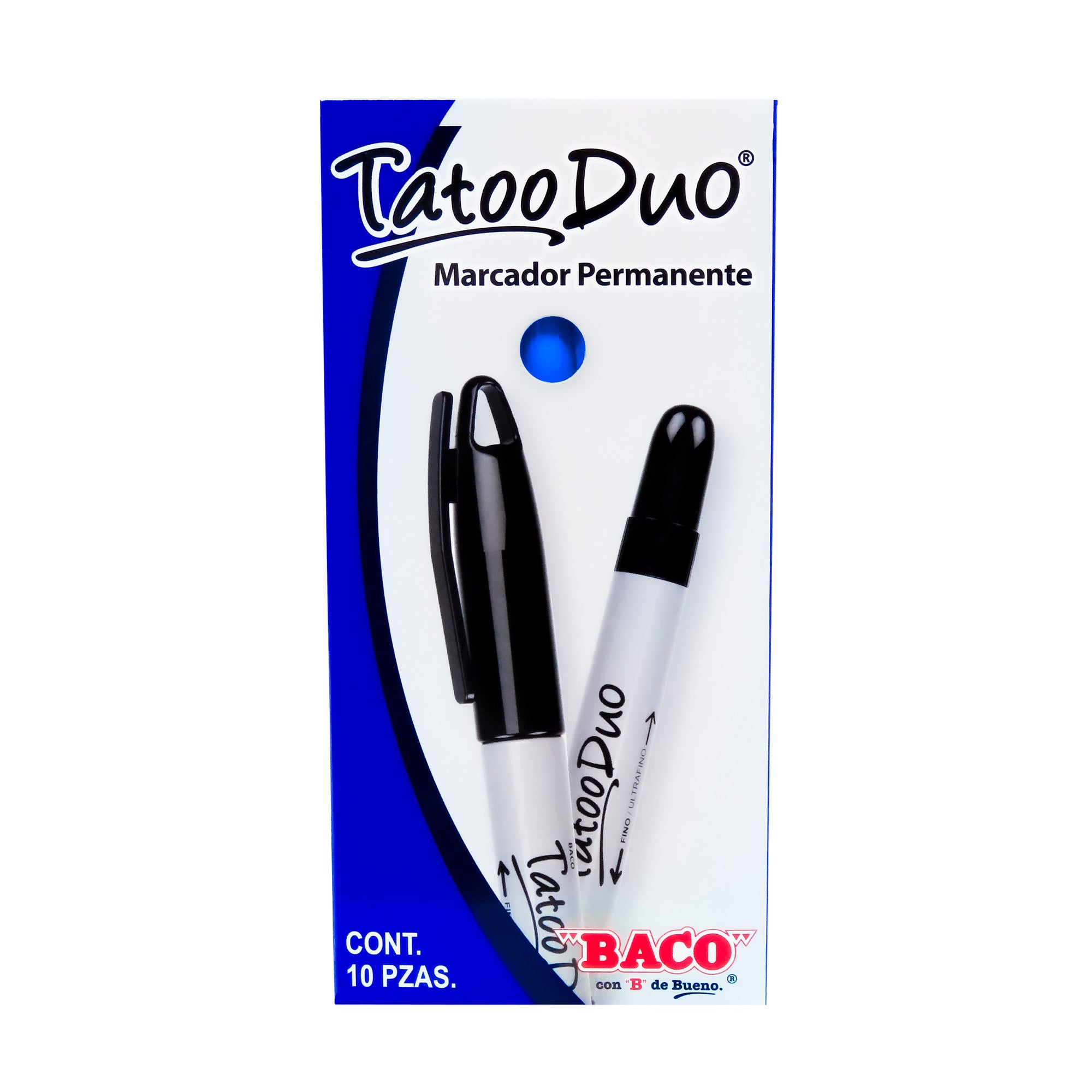 Marcador Permanente Tatoo Duo Azul | Caja /10