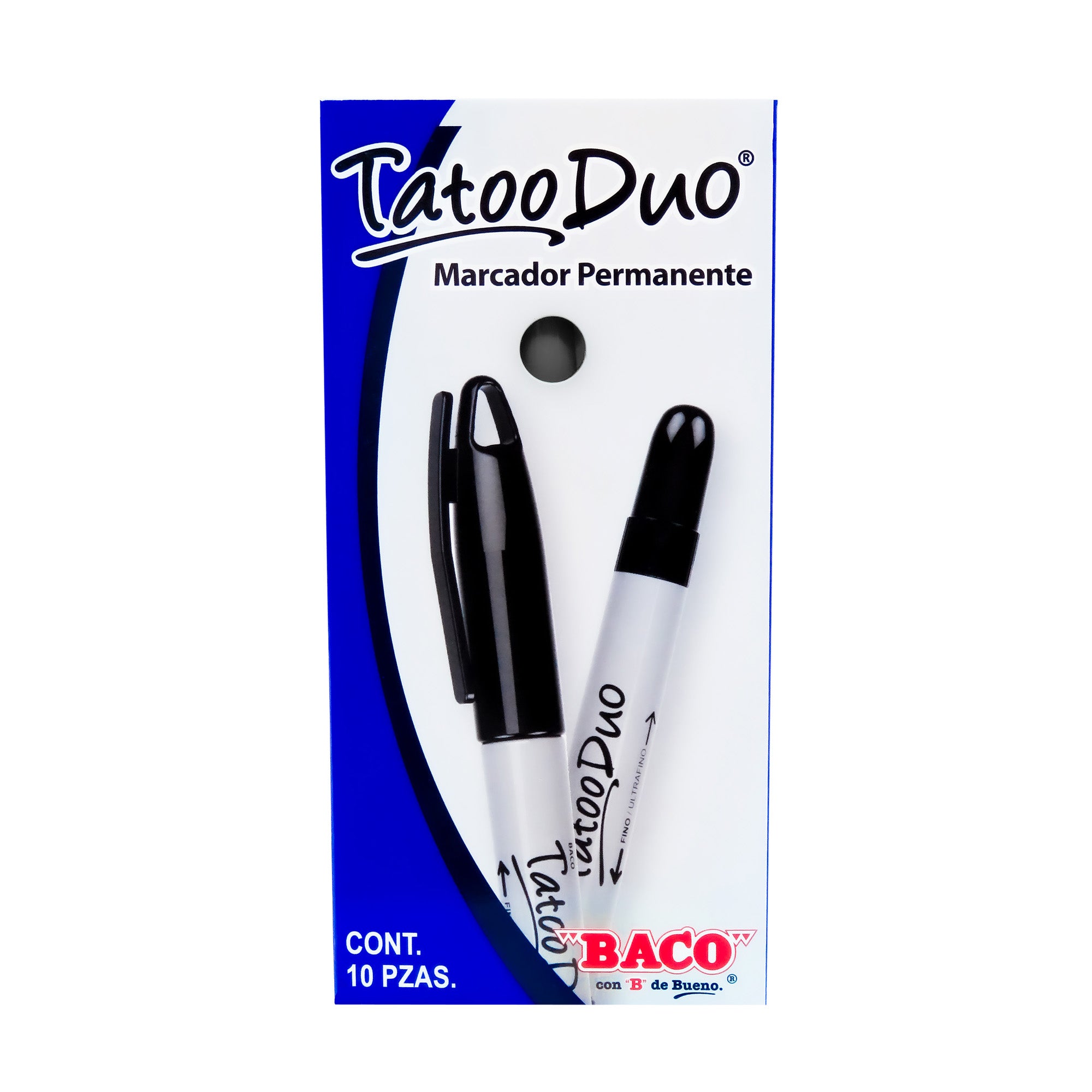 Marcador Permanente Tatoo Duo Negro | Caja /10