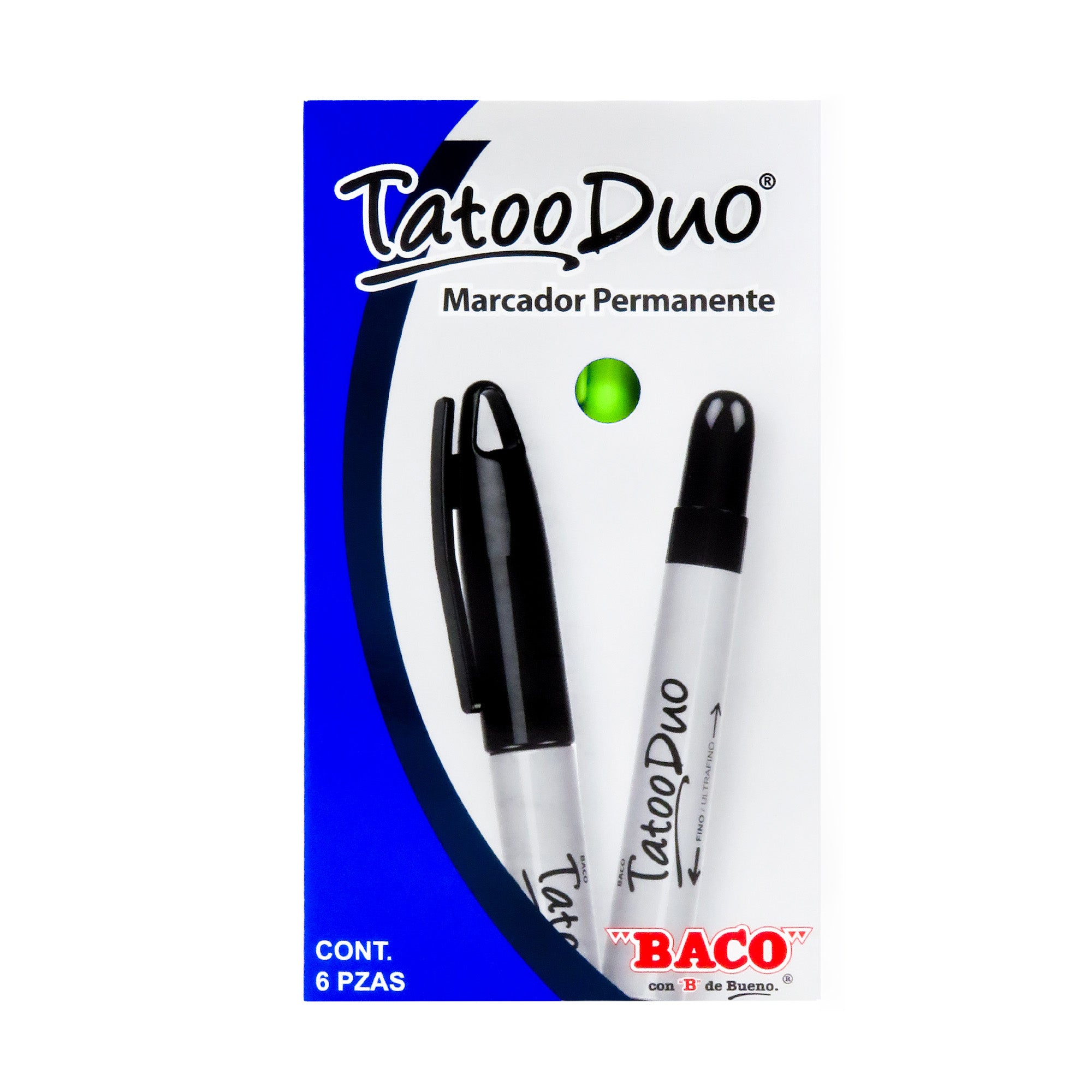 Marcador Permanente Tatoo Duo Verde Claro | Caja /6