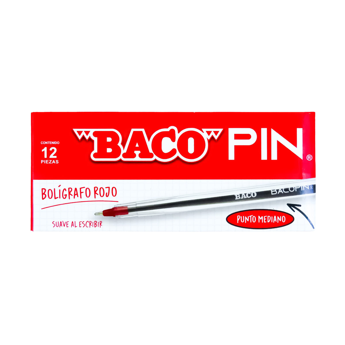 Bolígrafo Bacopin Rojo Baco caja C/12 piezas