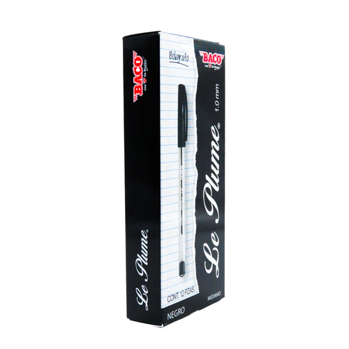 Bolígrafo Le Plume Negro BACO 12 piezas