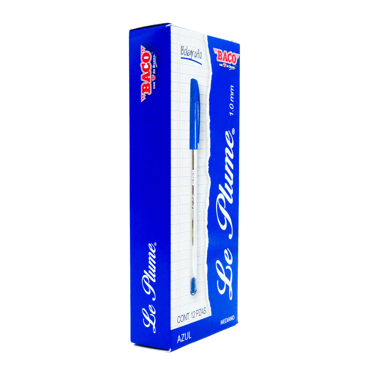Bolígrafo Le Plume Azul BACO 12 piezas