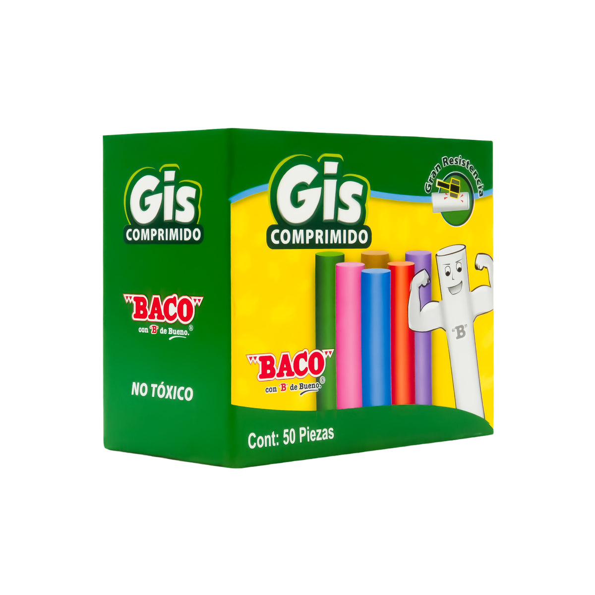 Gis Comprimido de Color BACO Caja con 50 piezas