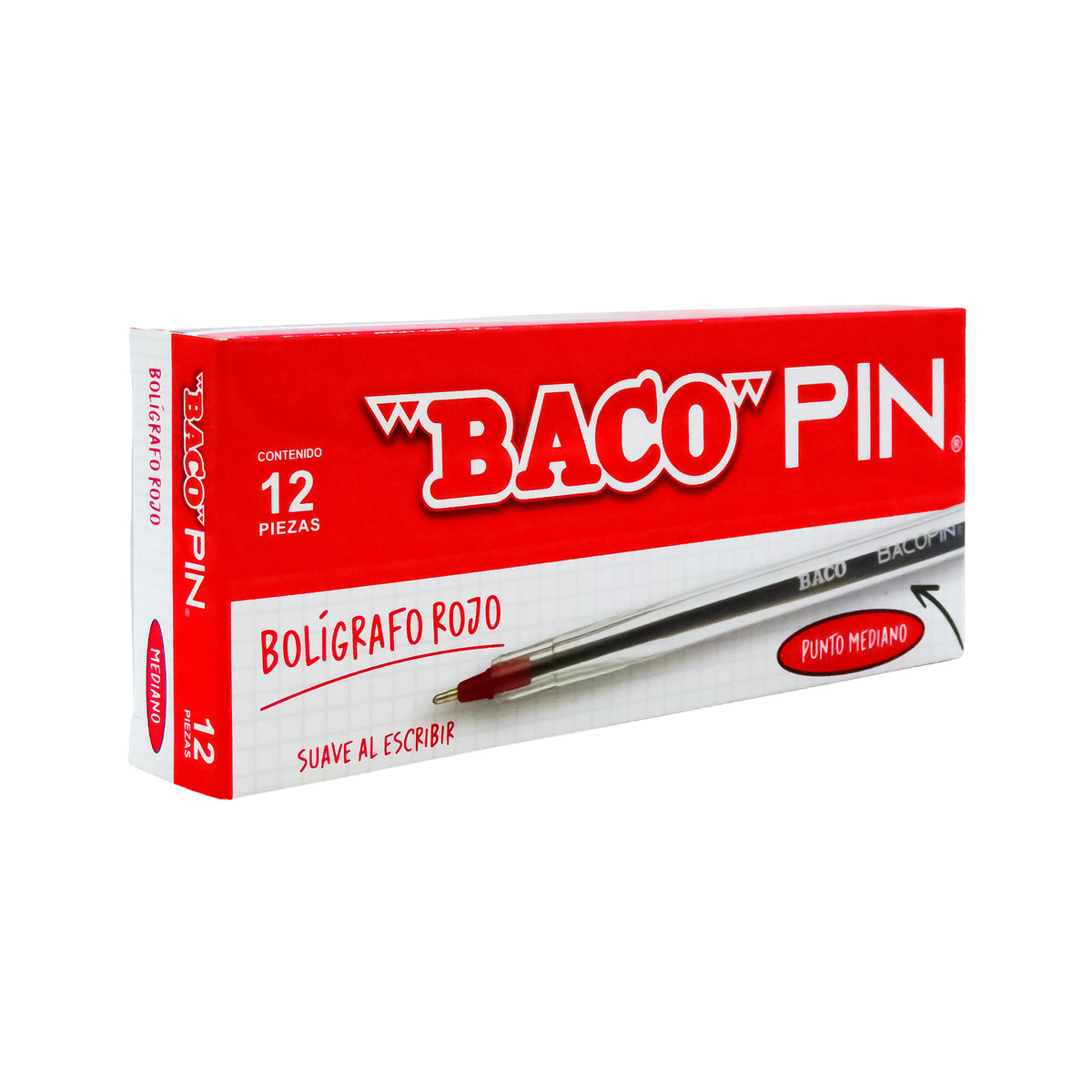Bolígrafo Bacopin Rojo Baco caja C/12 piezas