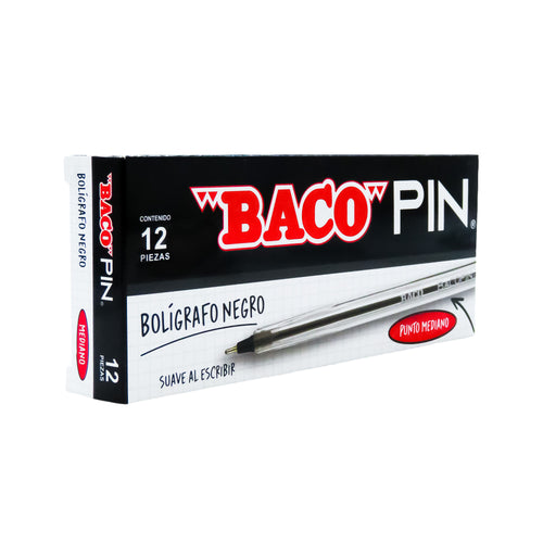 Bolígrafo Bacopin Negro Baco caja C/12 piezas