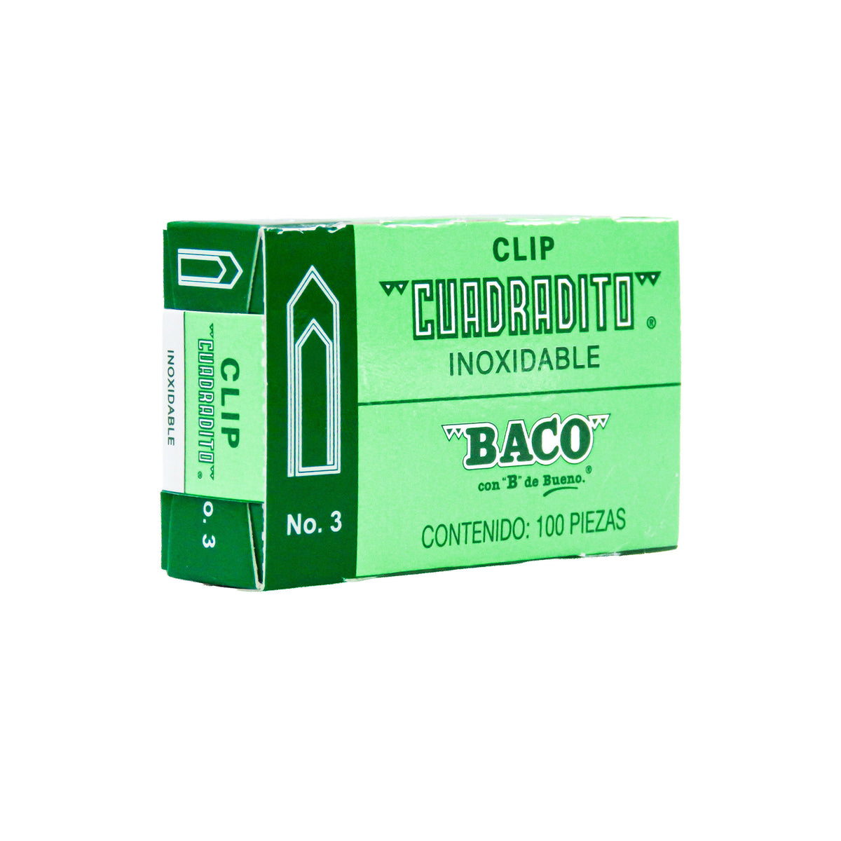 Clip Cuadradito - #3 BACO caja c/ 100 piezas c/u