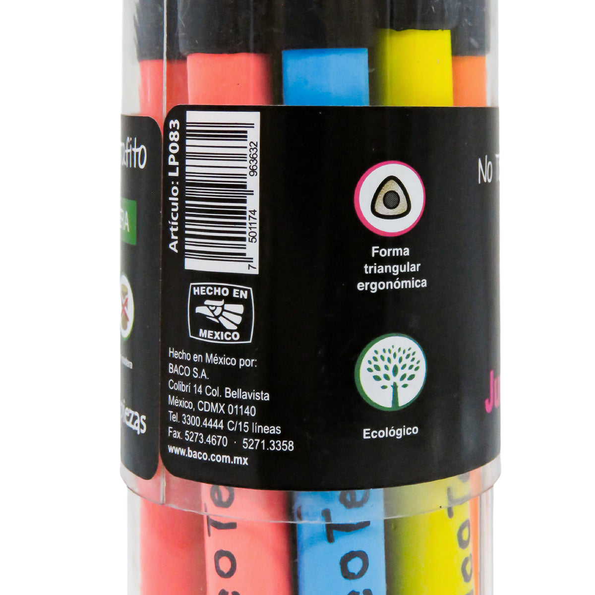 Lápiz de Grafito Bacoteacher Neón HB/2 BACO 12 pzas