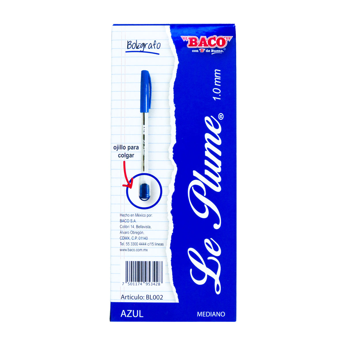 Bolígrafo Le Plume Azul BACO 12 piezas