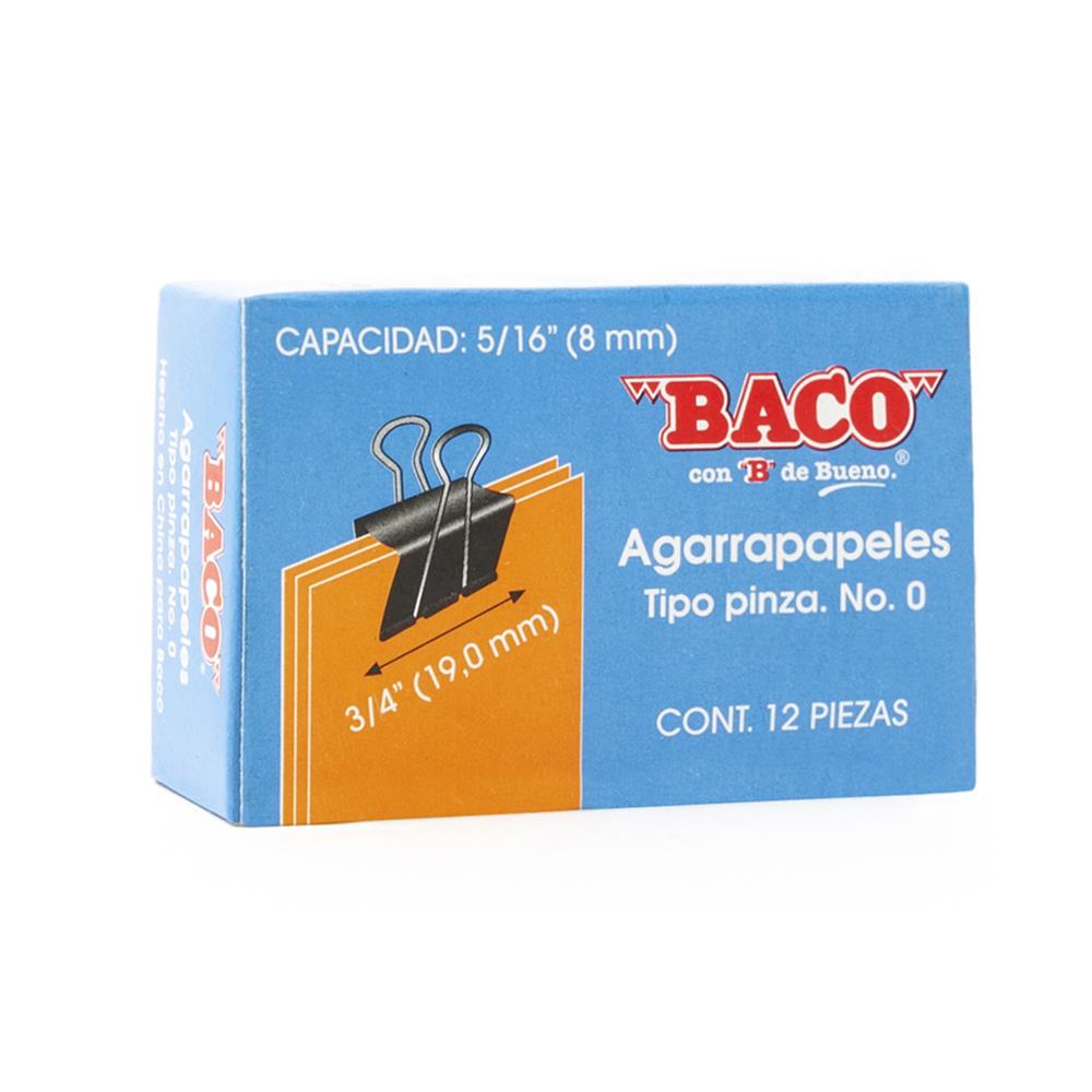 Broche Tipo Pinza | No.0 | BACO | Negro | 12 piezas