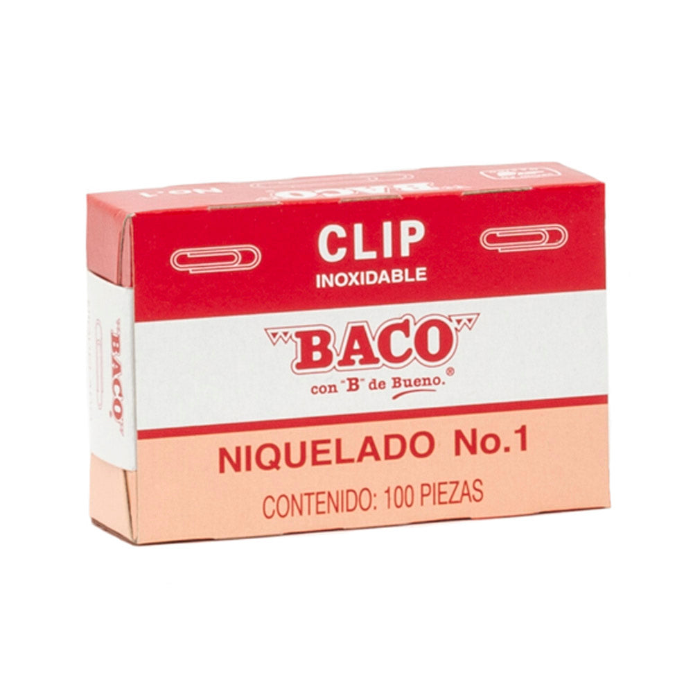 Clip | Niquelado - #1 | BACO | caja c/ 100 piezas c/u