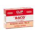 Clip | Niquelado - #2 | BACO | caja c/ 100 piezas c/u