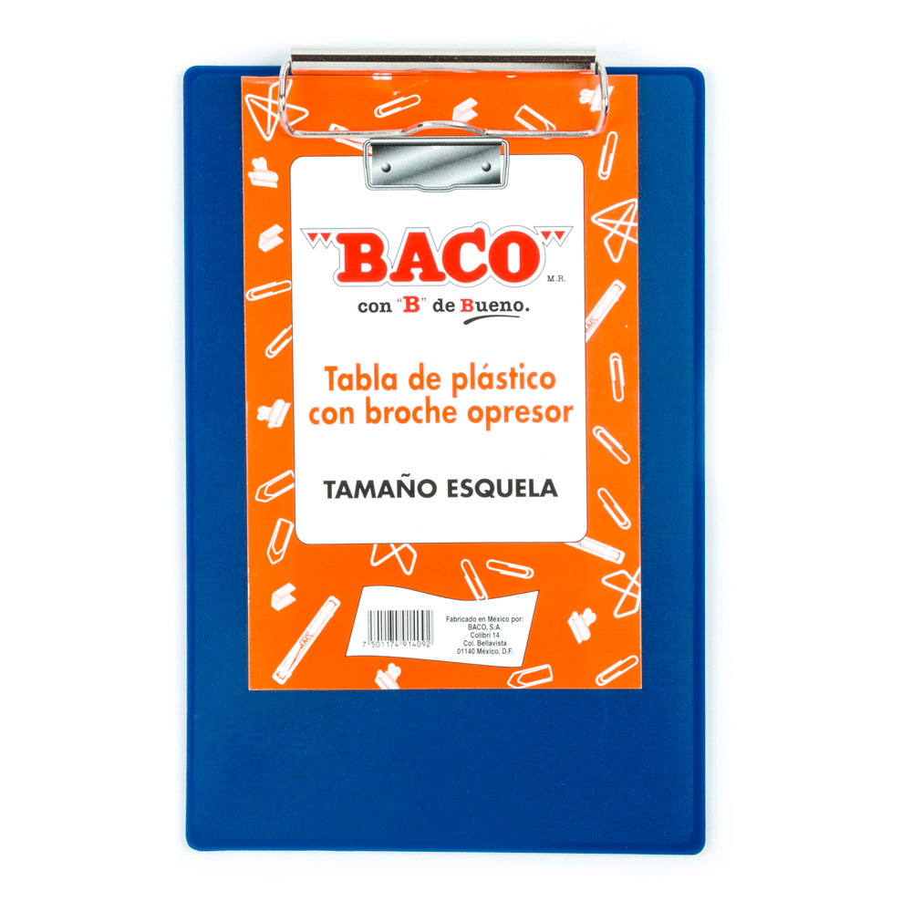 Tabla de Plástico con Broche Alambre | Tamaño Esquela | BACO | 1 pieza