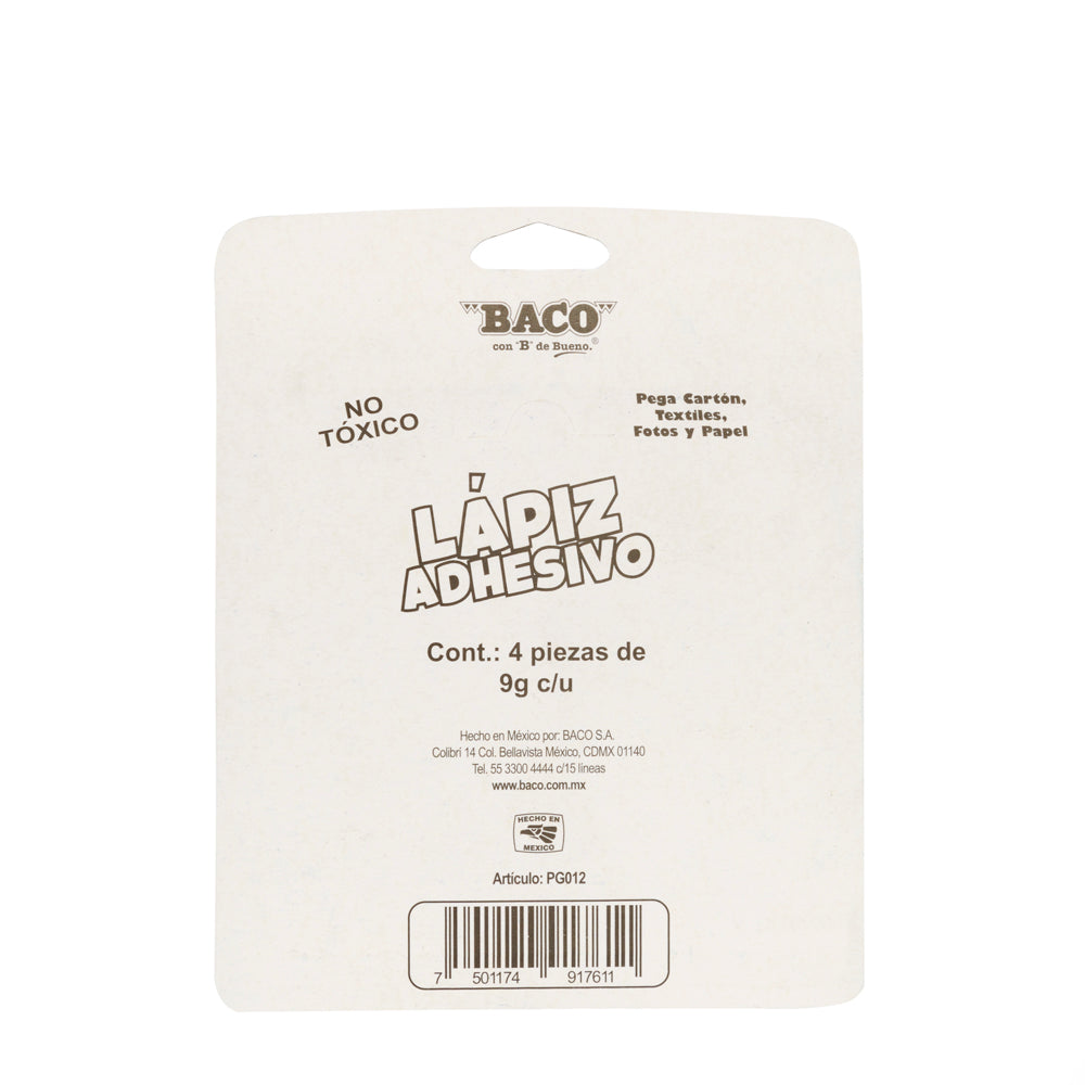 Lápiz Adhesivo | 9 g | BACO | 4 Piezas