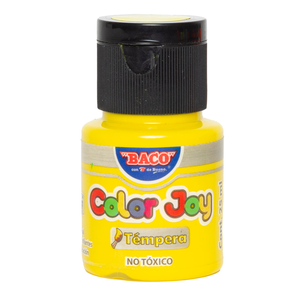 Pintura Témpera | Color Joy 50 Amarillo Limón | BACO |10 frascos de 25 ml c/u