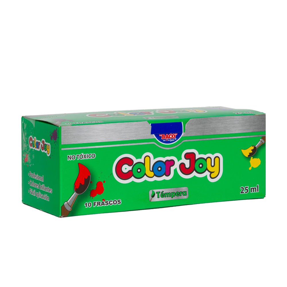Pintura Témpera | Color Joy 50 Amarillo Limón | BACO |10 frascos de 25 ml c/u