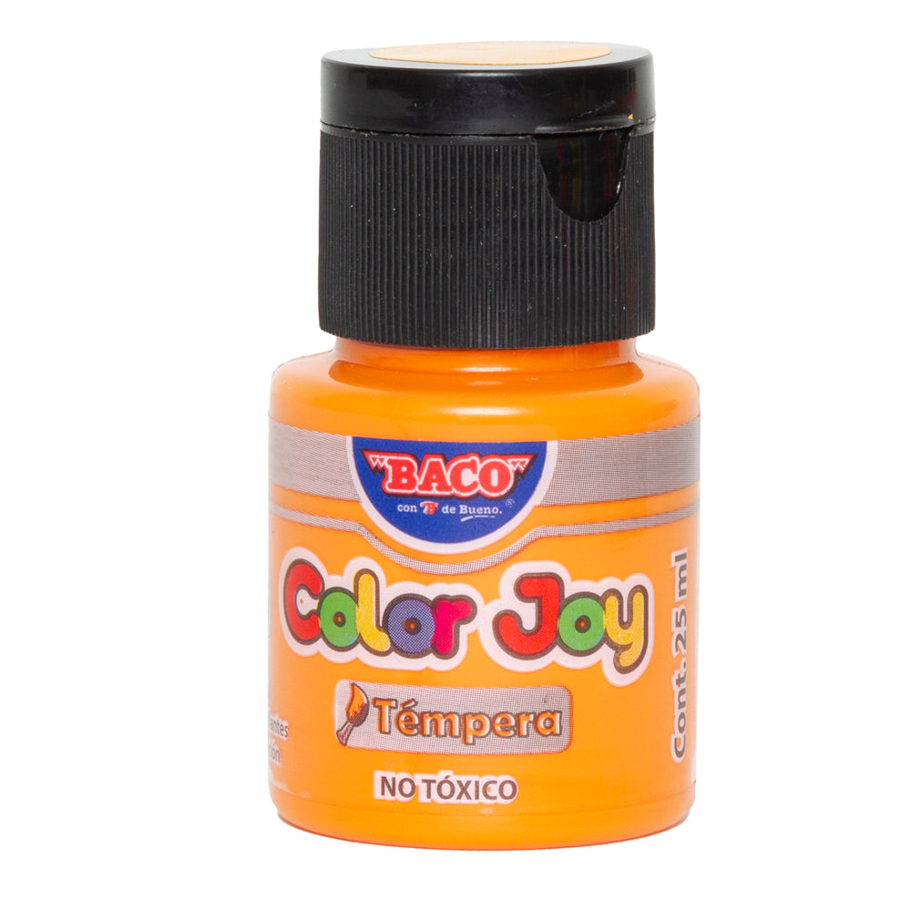 Pintura Témpera | Color Joy 52 Amarillo Obscuro | BACO | Caja con 10 frascos de 25 ml