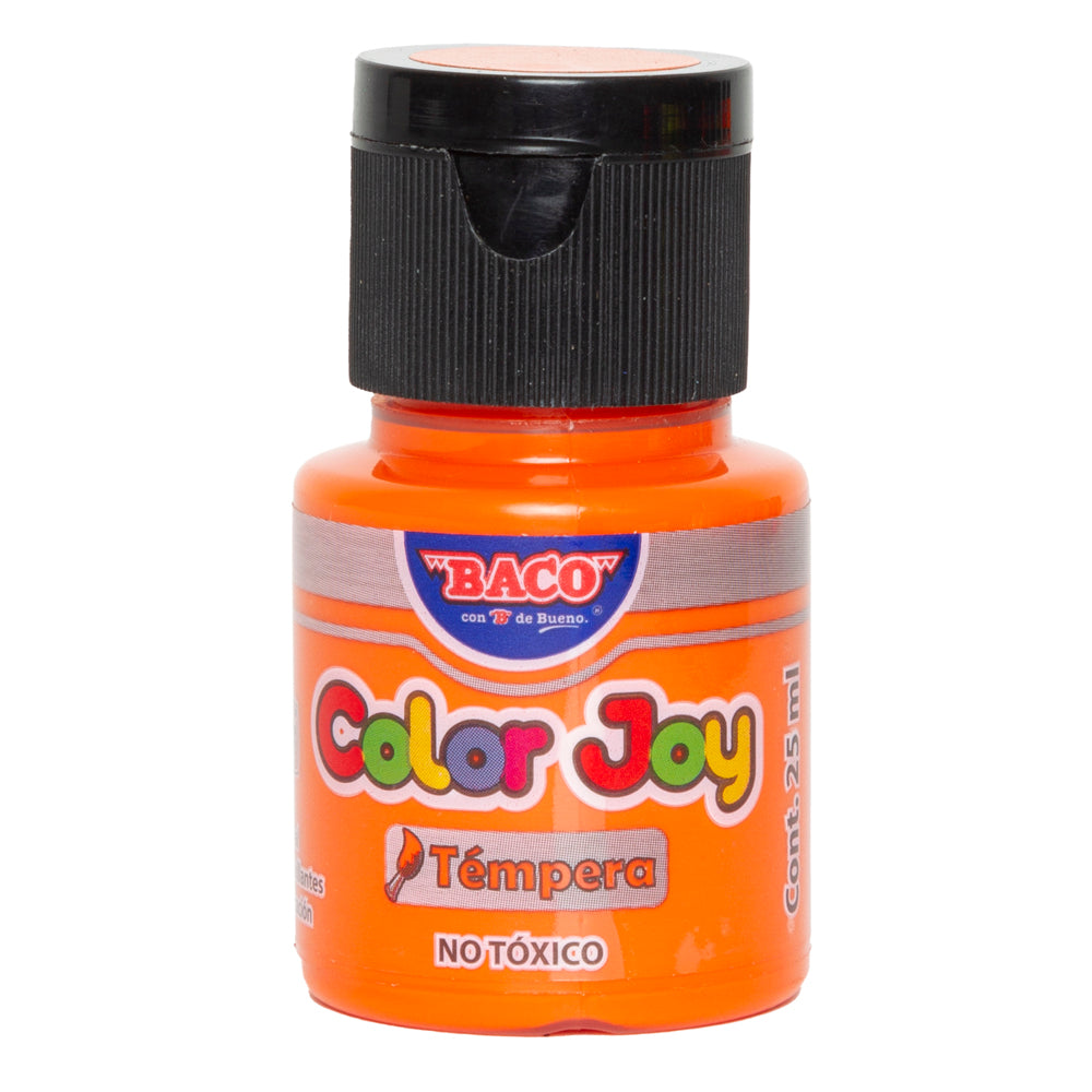Pintura Témpera | Color Joy 53 Naranja | BACO | Caja con 10 frascos de 25 ml