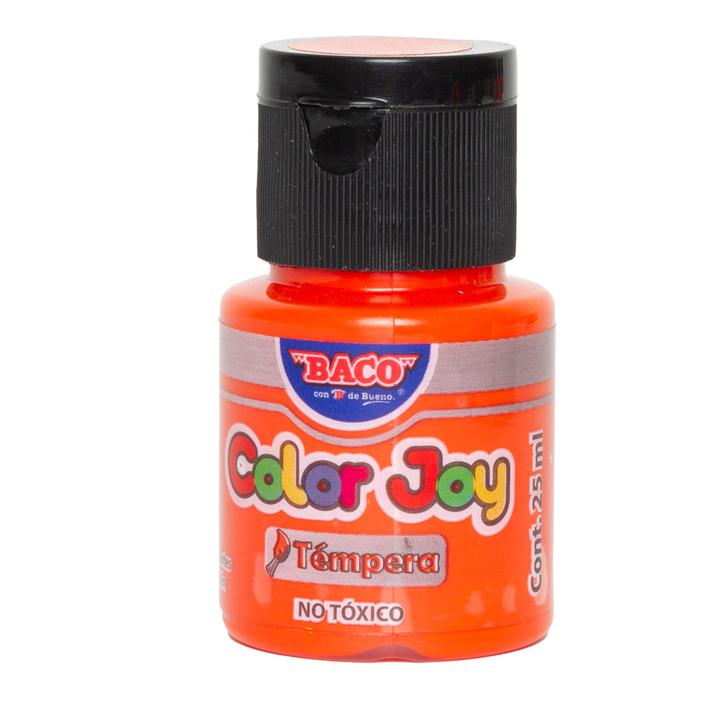 Pintura Témpera | Color Joy 54 Rojo Bermellón | BACO | Caja con 10 frascos de 25 ml