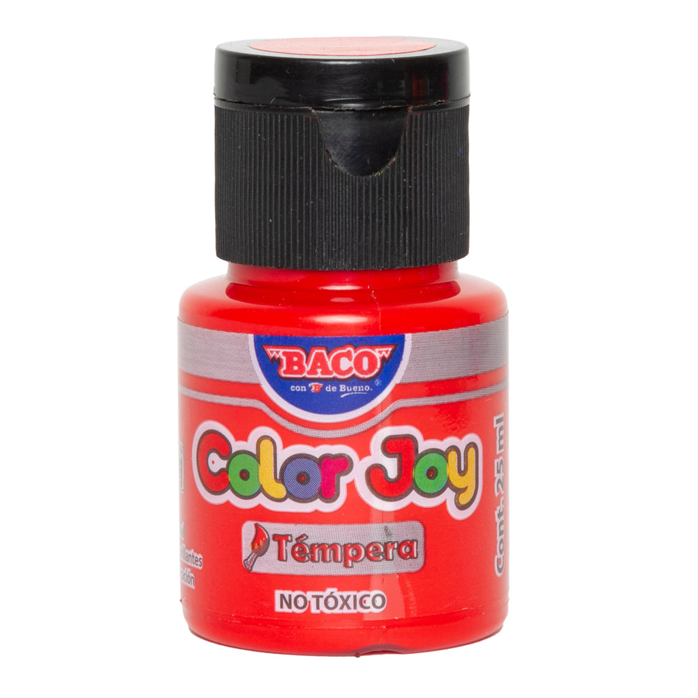 Pintura Témpera | Color Joy 54-A Rojo | BACO |Caja con 10 frascos de 25 ml