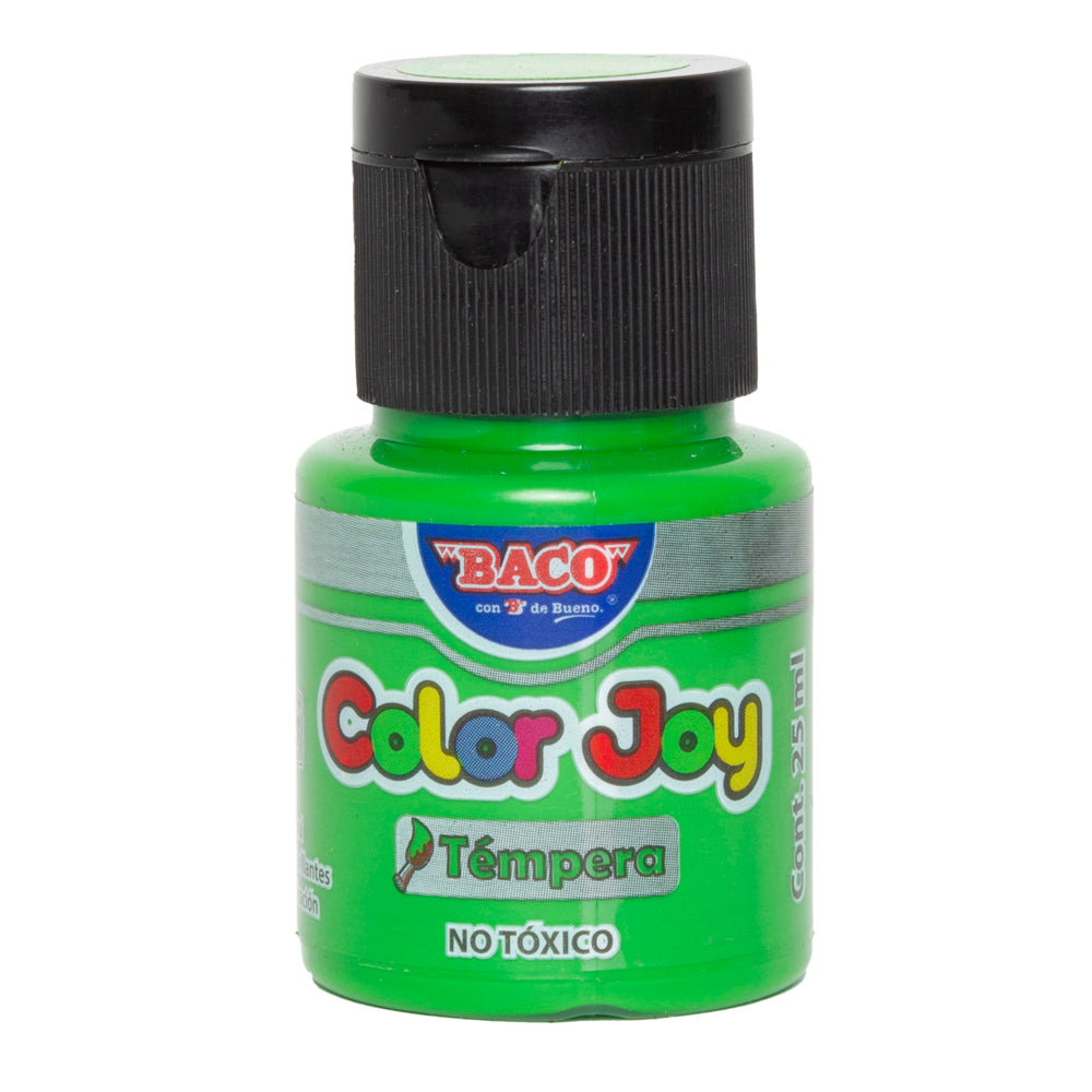 Pintura Témpera | Color Joy 62 Verde Amarillento | BACO | 10 frascos de 25 ml