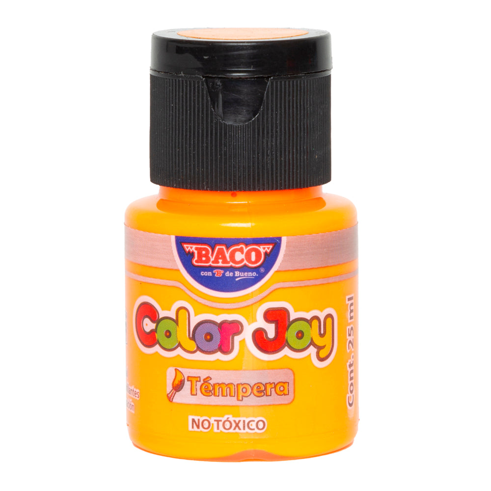 Pintura Témpera | Color Joy 02 Naranja Radiante | BACO | 10 frascos de 25 ml c/u