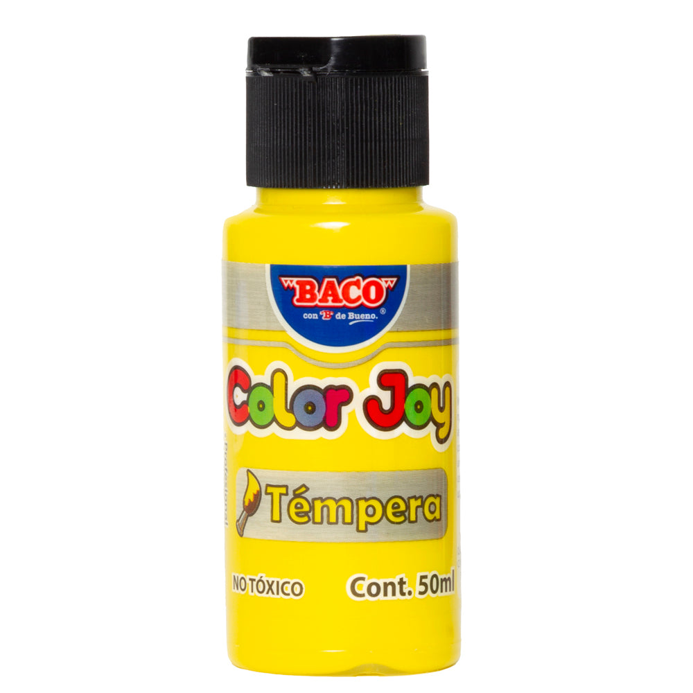 Pintura Témpera | Color Joy 50 Amarillo Limón | BACO | 10 frascos de 50 ml c/u