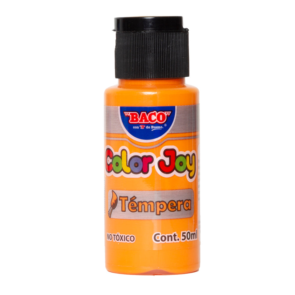 Pintura Témpera | Color Joy 52 Amarillo Obscuro | BACO | 10 frascos de 50 ml c/u