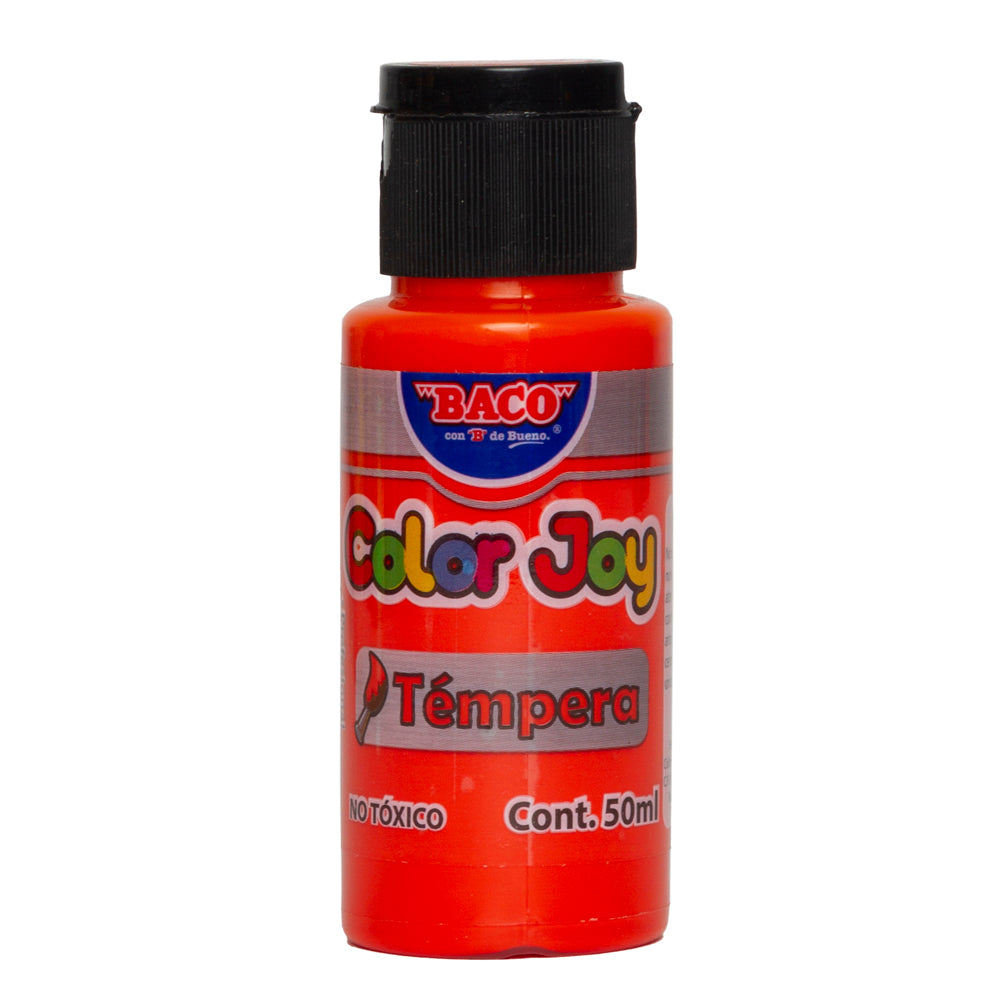 Pintura Témpera | Color Joy 54 Rojo Bermellón | BACO | 10 frascos de 50 ml c/u