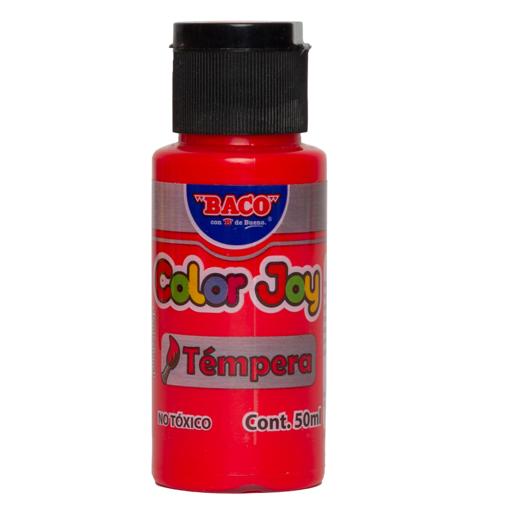 Pintura Témpera | Color Joy 55 Carmín | BACO | 10 frascos de 50 ml c/u