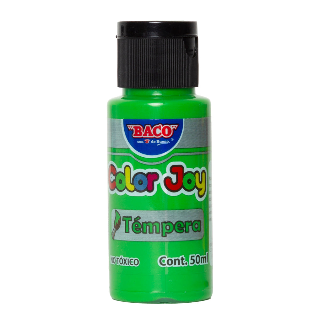 Pintura Témpera | Color Joy 62 Verde Amarillento | BACO | 10 frascos de 50 ml c/u