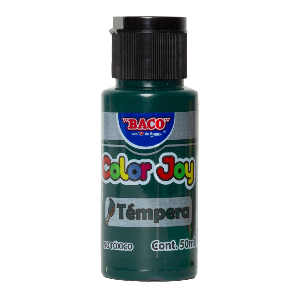 Pintura Témpera | Color Joy 63-A Verde Obscuro | BACO | 10 frascos de 50 ml c/u