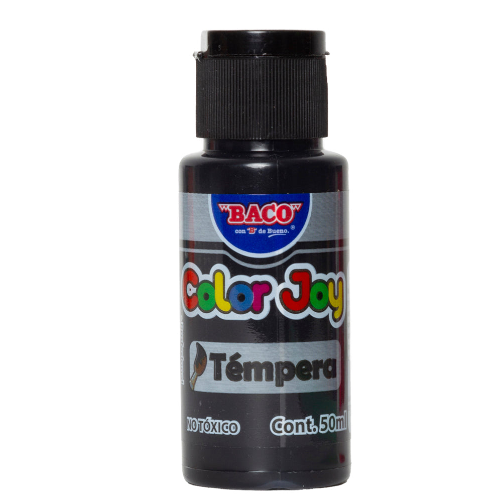 Pintura Témpera | Color Joy 73 Negro | BACO | 10 frascos de 50 ml c/u