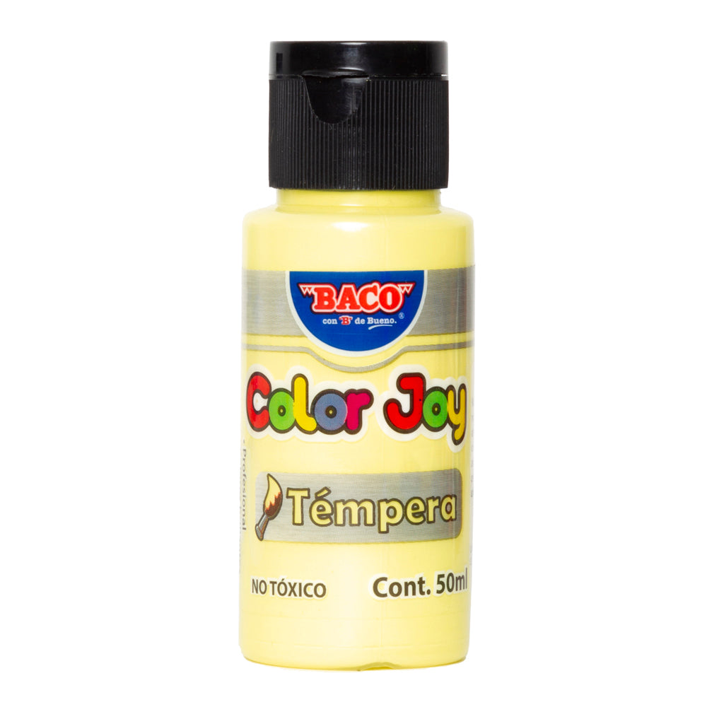 Pintura Témpera | Color Joy 80 Amarillo Pastel | BACO | 10 frascos de 50 ml c/u