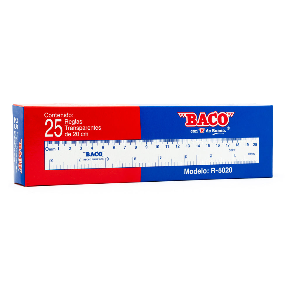 Regla 20 cm BACO 25 piezas